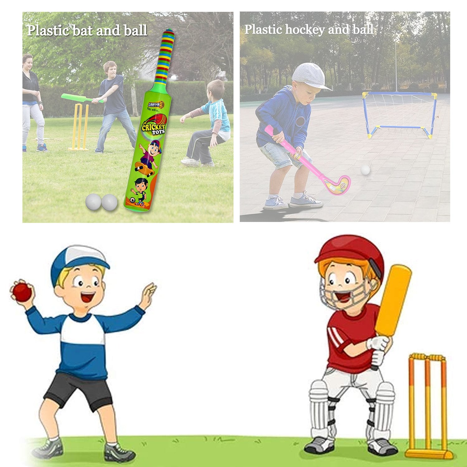 8002 Combo of Light Weight Plastic Bat, Ball & Hockey for Kids, Boys, Indoor, Outdoor Play 8002 Combo of Light Weight Plastic Bat, Ball & Hockey for Kids, Boys, Indoor, Outdoor Play